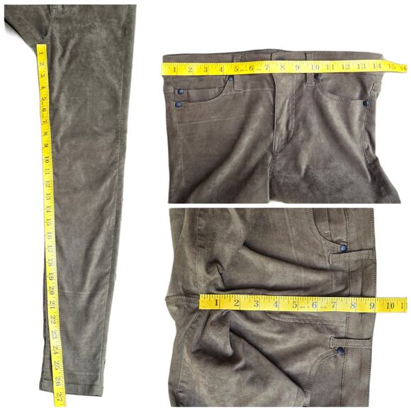 Stretch Micro Suede Skinny Pants Liverpool Abby Ankle Size 4 27 Olive Brown - Picture 6 of 9